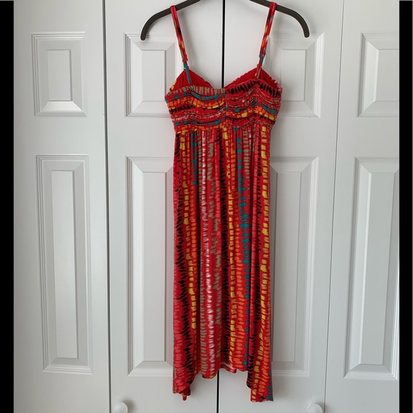 Tribal MultiColored Adjustable Spaghetti Strap Summer Midi Dress Size S - Picture 3 of 3